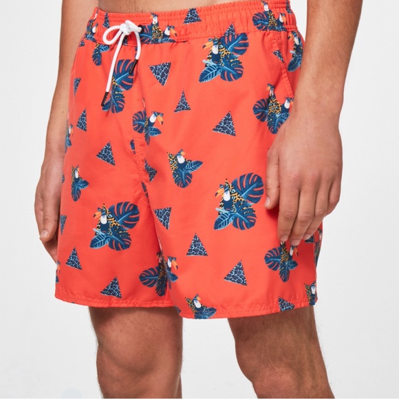 Oakley Other - Men’s Oakley Tropical Orange Toucan Swim Trunks. Size Large - 5 inch inseam.
